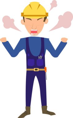 Kızgın Duygular İçin Sert Şapka Giyen Bir Erkek İnşaat İşçisinin Çizimi