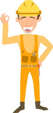 Bir İnşaat İşçisinin Sert Şapkalı İfadesi Tamam Hareketi Veriyor