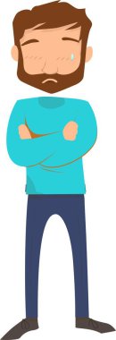 Mavi tişörtlü, Kol Katlayan Sakallı Adam 'ın tasviri