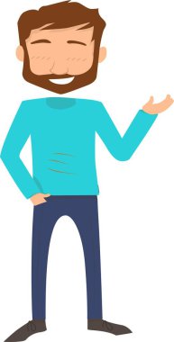 Mavi tişört giyen sakallı bir adamın resmi.