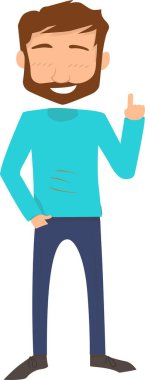 Mavi tişört ve kot giyen bir adamın canlandırması.