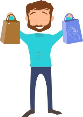 Kameraya bakarken elinde poşet tutan bir adamın resmi.