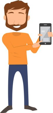 Tablet ekranı izleyen bir adamın ifadesi.