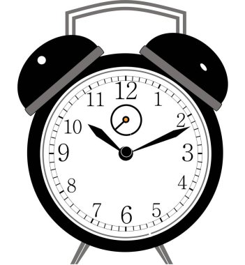 Beyaz arka planda izole edilmiş klasik alarm saati. Vektör illüstrasyonu.