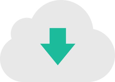 Simge indir. Bulut simgesine ok at. Düz dizayn. Vektör illüstrasyonu.