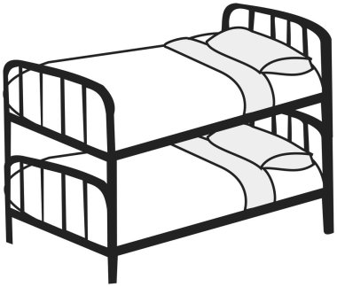 Huzurlu Görüntüler - Tüm Amaçlar için İkonik Yatak Temsili. Yatak simgesi illüstrasyonu.