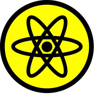 React or Atom Hazard Symbol - A Bold Logo Illustration Depicting Çeşitli Güvenlik Endişeleri. Tehlikeli ya da Toksik logo simgesi.