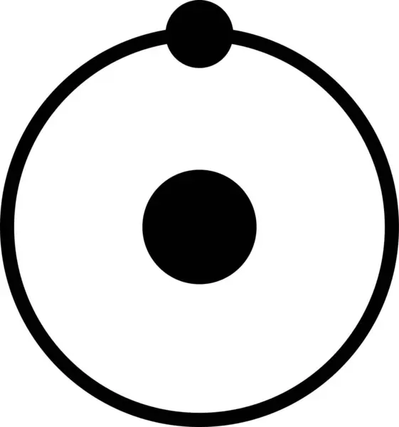 Bir iyon veya elektron logosu çizimi. Toplam 1 iyon veya elektron sayısı. Siyah ve beyaz vektör çizimi.