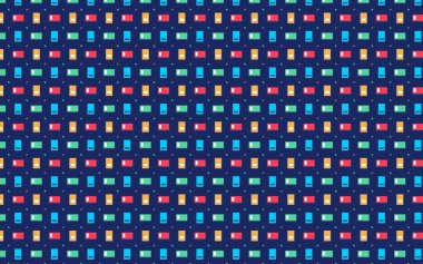 Kitap şablonu arkaplanı ya da dokusu kullanmaya hazır. Koyu arkaplan üzerinde ızgarada renkli kitaplar içerir.