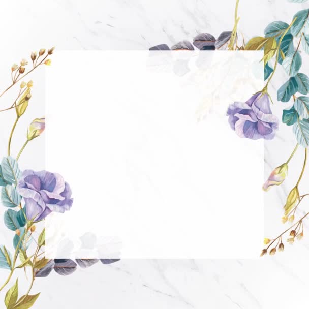 Floral Frame Animation Text Placeholder Copy Space Botanical Flower Foliage — Stock Video