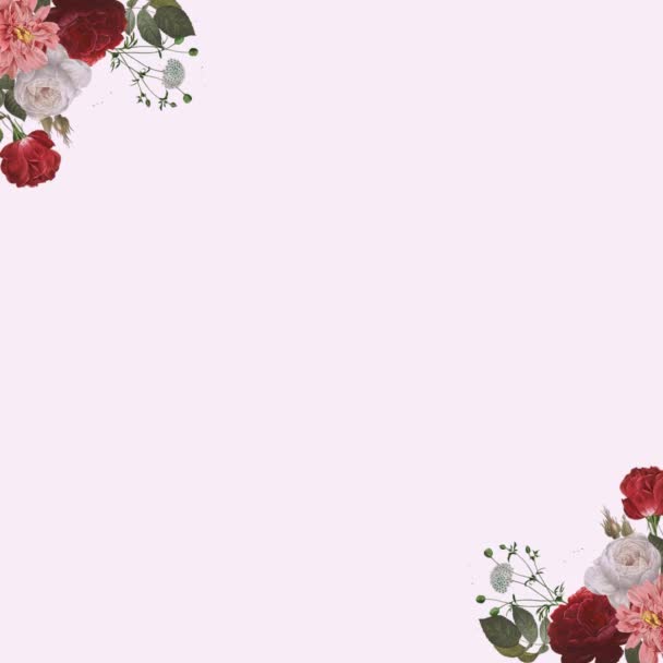 Floral Frame Animation Wedding Invitation Copy Space Botanical Flower Foliage — Stock Video