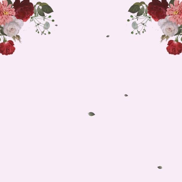 带有复制空间的婚宴邀请函的花框动画 植物花叶背 绿色屏幕 60Fps 适用于社交媒体上的问候或网上婚宴邀请 Sq133 — 图库视频影像