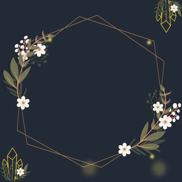 Венок Листьев Ботанического Цветка Цветочная Анимация Свадебного Приглашения Изображение Зеленом — стоковое видео