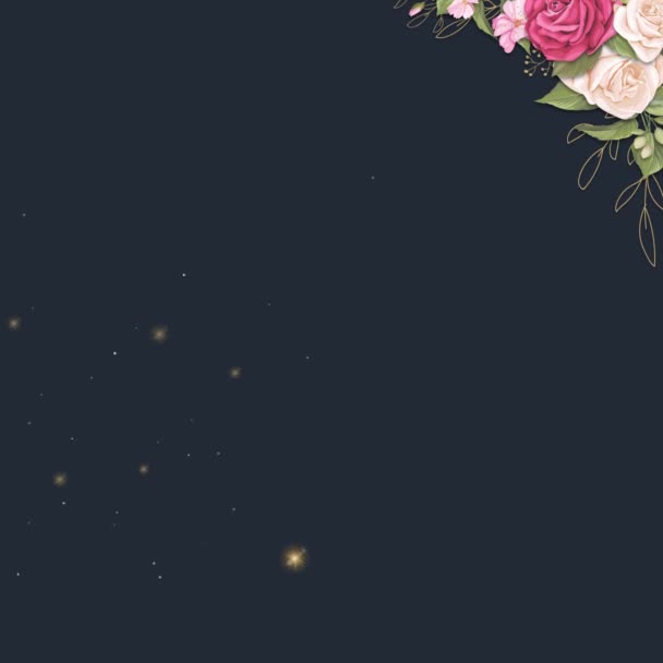 Kwiatowa Animacja Ramki Zaproszenia Ślub Botaniczny Kwiat Liści Tekst Zastępczy — Wideo stockowe