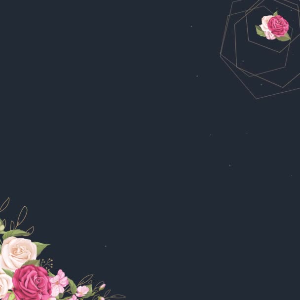 Цветочные Рамки Анимации Свадебного Приглашения Ботаническая Цветковая Листва Текстовый Заполнитель — стоковое видео