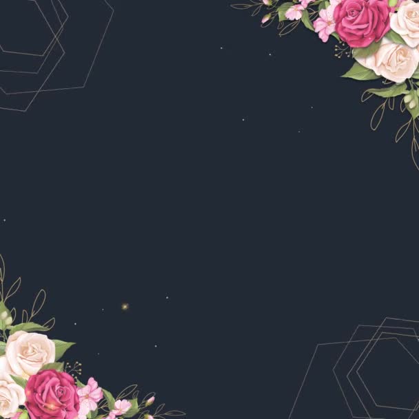 Цветочные Рамки Анимации Свадебного Приглашения Ботаническая Цветковая Листва Текстовый Заполнитель — стоковое видео