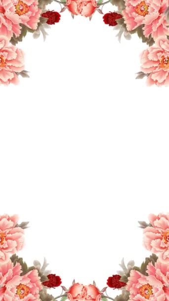 Вертикальне Відео Шаблону Анімації Квіткової Рамки Ботанічний Фон Квіткового Листя — стокове відео