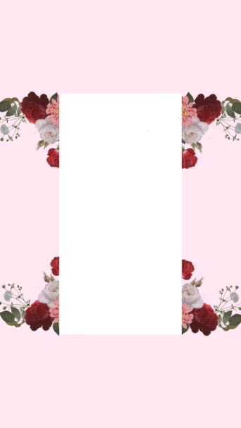 Vertical Video Floral Frame Animation Template Botanical Flower Foliage Background — Stock Video