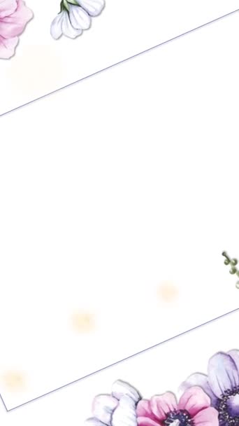 Вертикальное Видео Цветочного Шаблона Кадра Анимации Ботанический Цветочный Фон Подходит — стоковое видео