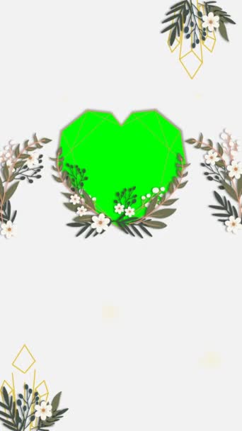 Pionowe Wideo Kwiatowym Szablonem Animacji Ramki Botaniczne Tło Kwiatów Liści — Wideo stockowe
