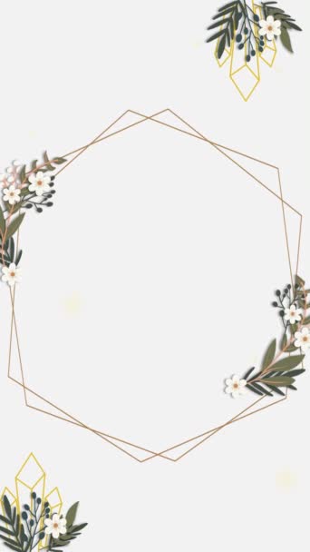 Vídeo Vertical Coroa Flores Modelo Animação Quadro Floral Fundo Botânico — Vídeo de Stock