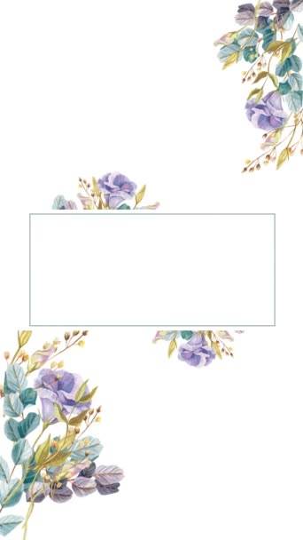 Vertical Video Floral Frame Animation Template Botanical Flower Foliage Background — Stock Video