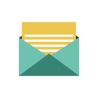 Düz renk ile açılan zarf simgesi. E- posta ileti mektup sembolü