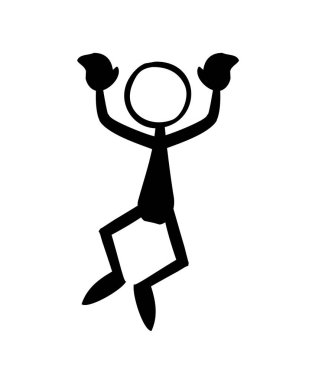 Mutlu bir çubuk adam silueti. Siluet vektör illüstrasyonu.