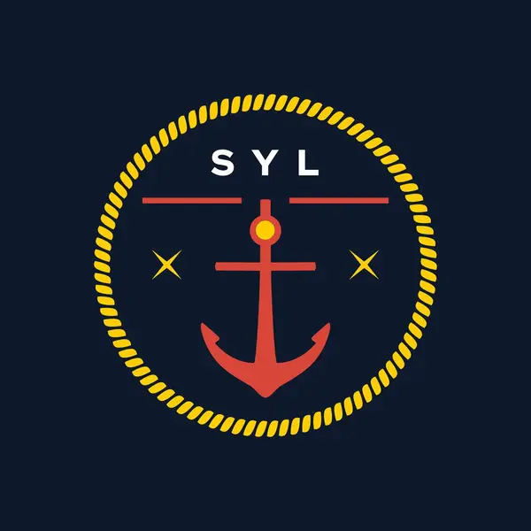Vektör deniz logosu. Çapa logosu şablonu tasarımı. Retro ya da denizci amblemi kimliği için uygun.