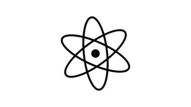 Dönen atom simgesi izole, siyah ve beyaz