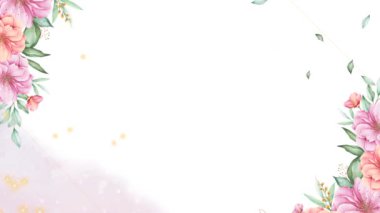 Beyaz arkaplanda suluboya çiçeklerin çerçeve sınırı