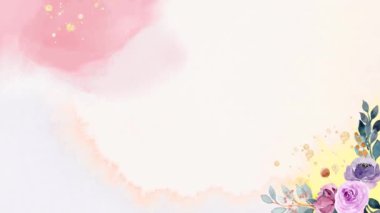 Çiçeklerle süslenmiş suluboya bir çerçeve. Geniş ekran video