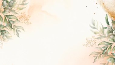 Parlak altın krem kenarlı güzel suluboya çiçekler..