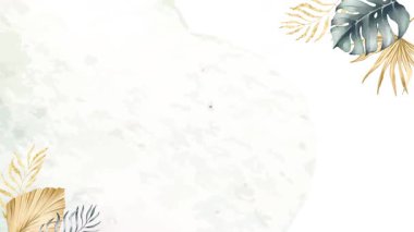 Güzel yapraklar ve çiçeklerle dolu canlı suluboya zemin