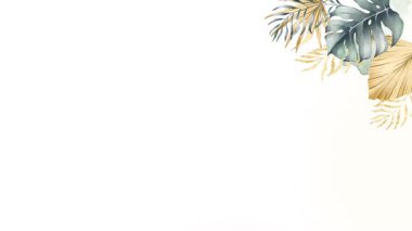 Güzel yaprakları ve çiçekleri olan sanatsal suluboya deseni