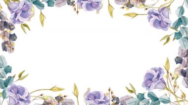 Mor çiçeklerle suluboya güzel bir kenar