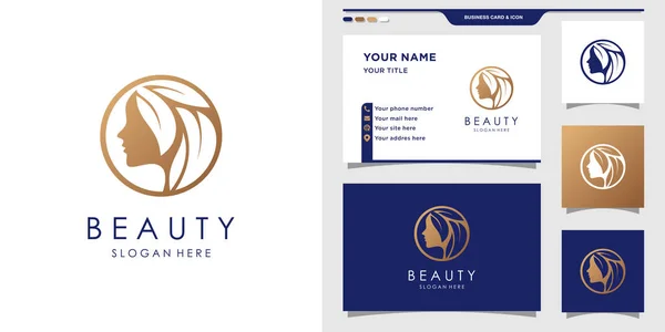 Beauty Logo Für Frau Mit Einzigartigem Konzept Und Visitenkartendesign Premium — Stockvektor