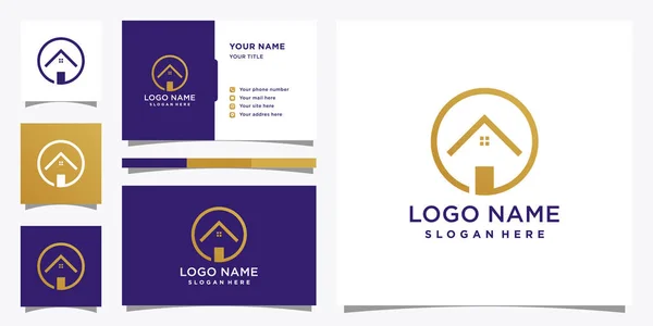 Egyszerű Elegáns Otthoni Logó Design Kör Stílusú Koncepcióval Logo Design — Stock Vector
