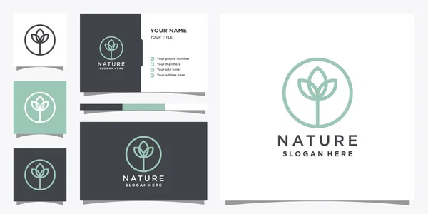 Modello Design Logo Natura Con Stile Line Art Biglietto Visita — Vettoriale Stock