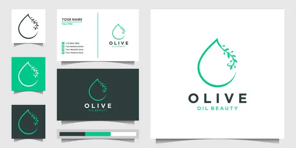 Olive Logo Design Mit Ölstil Und Visitenkarte Logo Design Und — Stockvektor