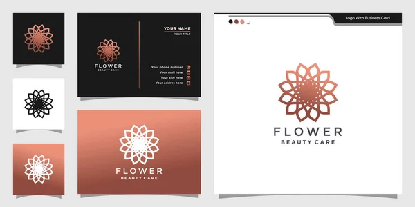 Blumen Schönheitspflege Logo Design Linearen Stil Und Visitenkarte Logo Design — Stockvektor