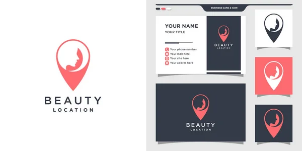 Beauty Location Logo Design Mit Pin Konzept Und Visitenkarte Logo — Stockvektor