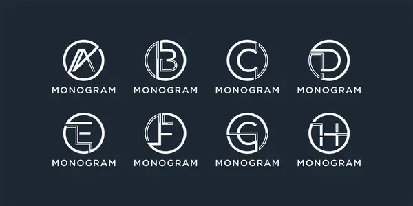 Set Monogram Logo Beginletter Met Cirkel Concept Logo Ontwerp Sjabloon — Stockvector