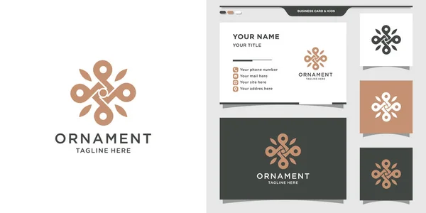 Einfaches Und Elegantes Ornament Logo Und Visitenkartendesign Logo Design Inspiration — Stockvektor