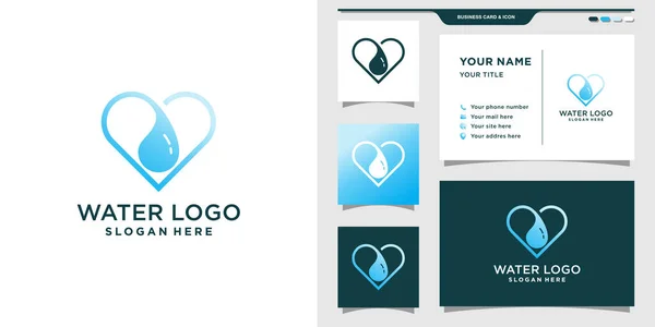 Minimalist Σχεδιασμός Λογότυπου Νερού Στυλ Αγάπης Κομψό Πρότυπο Λογότυπο Και — Διανυσματικό Αρχείο