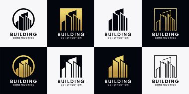 Yaratıcı bir konsepte sahip logo dizayn şablonu. İlham, illüstrasyon inşaat logosu. Premium Vektörü