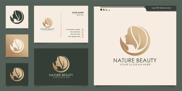 Logotipo Beleza Natureza Para Projeto Mulher Cartão Visita Logotipo Elegante — Vetor de Stock