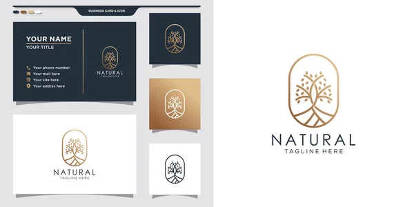 Logotipo Árvore Natural Com Estilo Arte Linha Design Cartão Visita — Vetor de Stock