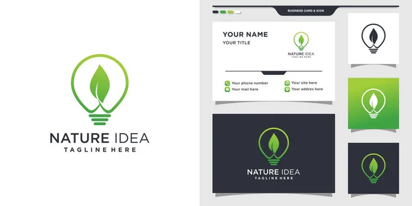 Logotipo Natureza Com Conceito Lâmpada Design Cartão Visita Inspiração Modelo — Vetor de Stock