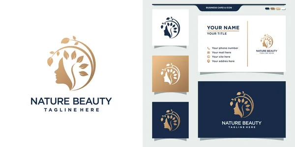 Logotipo Beleza Natureza Simples Elegante Com Conceito Círculo Design Cartão — Vetor de Stock